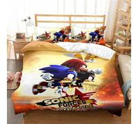 Housse De Couette 200x200 Parure De Lit Queen Size Parure De Lit 2 Personnes Avec Sonic Parure De Lit En Microfibre Supersonic Avec 2 Taies D'oreiller, Sonic