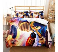 Housse De Couette 200x200 Parure De Lit Queen Size Parure De Lit 2 Personnes Avec Sonic Parure De Lit En Microfibre Supersonic Avec 2 Taies D'oreiller, Sonic