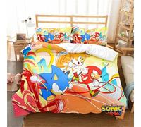 Housse De Couette 200x200 Parure De Lit Queen Size Parure De Lit 2 Personnes Avec Sonic Parure De Lit En Microfibre Supersonic Avec 2 Taies D'oreiller, Sonic