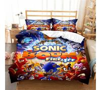Housse De Couette 200x200 Parure De Lit Queen Size Parure De Lit 2 Personnes Avec Sonic Parure De Lit En Microfibre Supersonic Avec 2 Taies D'oreiller, Sonic