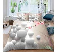 Housse de Couette 200x200 Pavé, Parure de Lit Fleur 2 Personnes en Microfibre Douce et Respirante Ensemble de Literie avec 2 Taie d'oreiller 65x65 cm avec Zippée F195