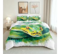 Housse de Couette 200x200 Peinture à l'huile Serpent Parure de Lit avec 2 Taies d'oreiller 65x65 Aquarelle Animaux Sauvages Housse de Couette Douce et Respirante Chambres Décor Art Abstrait Animal