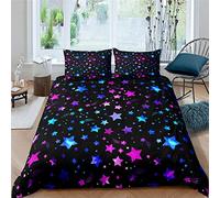 Housse de Couette 200x200 Petites éToiles Parure de Lit Adulte - Parure Housse Couette 2 Personnes Imprimé en Microfibre avec 2 Taies d'oreiller 65x65 cm