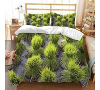 Housse de Couette 200x200 Plantes Vertes Parure de lit 2 Personnes Cultures 3D Imprimée Doux Literie Microfibre Housses Couettes avec Fermeture Éclair et 2 Taies d'oreiller D-2049
