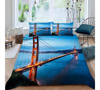 Housse de Couette 200x200 Pont du Golden Gate, San Francisco Parure de Lit 3D Imprimée Microfibre Housse Couette 2 Personnes Pont du Golden Gate Literie avec Taies d'oreiller G-H1708