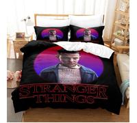 Housse de Couette 200x200 Strang-er Things, 2 Personnes, Parure de Lit Motif,2 Taies d'oreiller 50x75, Zippée, Microfibre Doux(K3)