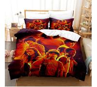 Housse de Couette 200x200 Strang-er Things, 2 Personnes, Parure de Lit Motif,2 Taies d'oreiller 50x75, Zippée, Microfibre Doux(K2)