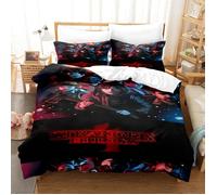 Housse de Couette 200x200 Strang-er Things, 2 Personnes, Parure de Lit Motif,2 Taies d'oreiller 50x75, Zippée, Microfibre Doux(K5)