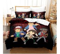 Housse de Couette 200x200 Strang-er Things, 2 Personnes, Parure de Lit Motif,2 Taies d'oreiller 50x75, Zippée, Microfibre Doux(K8)