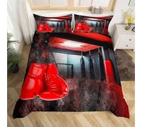 Housse de Couette 200x200 Thème Boxe Parures de Lit 3D Imprimée Douce Literie Set Boxe Microfibre Housses de Couettes 2 Personnes avec 2 x Taie d'oreiller 65x65 cm r.2813