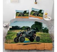 Housse de Couette 200x200 Véhicule Tout-Terrain Parure de Lit 2 Personnes Sports Tout-Terrain Imprimé 3D Microfibre Doux Housses Couettes avec Fermeture Éclair et 2 Taies d'oreiller P.815