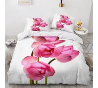 Housse de Couette 200x200 Water Lily Microfibre Parure de Lit 3D Imprimée Fleurs Botaniques Housse Couette Ultra Douce Confortable avec 2 Taies d'oreiller 65x65 A-2268