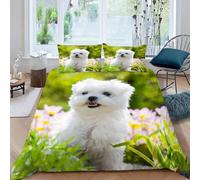Housse de Couette 200x200 West Highland White Terriers Microfibre Douce Parures de Lit 2 Personnes Imprimé 3D Animaux de Compagnie Mignons Housses Couette avec 2 Taies d'oreiller et Fermeture g.7240