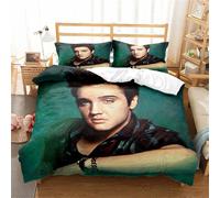 Housse De Couette 200x200cm Élégante - Parure De Lit Elvis Presley Avec Fermeture Éclair - Housse De Couette Microfibre Avec 2 Taies D'oreiller 65x65 Cm, Ep