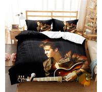 Housse De Couette 200x200cm Élégante - Parure De Lit Elvis Presley Avec Fermeture Éclair - Housse De Couette Microfibre Avec 2 Taies D'oreiller 65x65 Cm, Ep