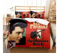 Housse De Couette 200x200cm Élégante - Parure De Lit Elvis Presley Avec Fermeture Éclair - Housse De Couette Microfibre Avec 2 Taies D'oreiller 65x65 Cm, Ep