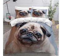 Housse de Couette 200x220 Carlins Parure de Lit 2 Personnes 3D Chien Animal Mignon Ensemble de Literie en Microfibre avec Fermeture Éclair et 2 Taies d'oreiller 65x65 cm b/1125