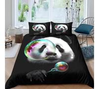 Housse de Couette 200x220 Panda Géant Imprimée 3D Animaux Mignons Parure de Lit 2 Personnes Doux Microfibre Literie avec 2 Taies D'oreillers avec Fermeture Éclair C.2958