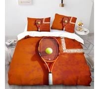 Housse de Couette 200x220 Tennis Parure de Lit 2 Personnes 3D Raquette de Tennis Ensemble de Literie en Microfibre avec Fermeture Éclair et 2 Taies d'oreiller 65x65 cm C-3897