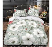 Housse de Couette 200x220cm Orchidée Parure de Lit Fleurs Housse Couette Respirable Légère Microfibre Literie avec Fermeture Éclair pour avec 2 x Taies d'oreiller 2 Personnes b.1932