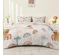 Housse de Couette 220 x 240 cm Microfibre Parure de lit avec 2 x Taie d'oreiller, Bohème Mignon Géométrique Pont en Arc Thème Adulte Imprimé Housse de Couette, Beige Sets Linge de Lit