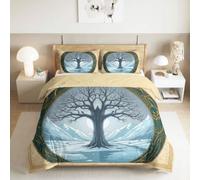 Housse de Couette 220 x 240cm Ado Adulte Parure de Lit Plantes et arbres | nordique Housse de Couette en Microfibre Hypoallergique Réversible Ensemble de Literie avec 2 Taies d'oreiller 65 x 65 cm