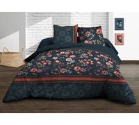 Housse de Couette 220x240 + 2 taies - Pur Coton 57 Fils - India, Bleu, Rose, Rouge, Ocre