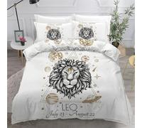 Housse de Couette 220x240 3D Imprimé Douze Constellations Parure de lit Douce Microfibre Lion Un Corps Céleste Ensemble de 2 Taie d'oreiller 50x75 Literie et avec Fermeture Éclair27c30