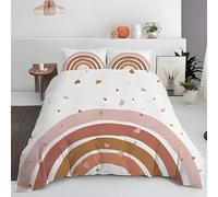 Housse de Couette 220x240 Adulte Arc-en-Ciel Mignon Parure de Lit Microfibre Arc-en-Ciel Terre Cuite Motif 2 Personne, Linge de Lit avec Fermeture Eclair avec 2 Taies d'oreiller 65x65 -F1