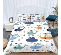 Housse de Couette 220x240 Adulte Hélicoptère de Dessin Animé 3D Imprimé Parure de Lit 2 Personnes Motif étoilé 3 Pièces Doux Microfibre Literie avec Fermeture Éclair et 2 Taies d'oreiller 65x65 cm p8