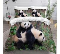 Housse de Couette 220x240 Adulte Panda 3D Imprimé Parure de Lit 2 Personnes Zoo 3 Pièces Doux Microfibre Literie avec Fermeture Éclair et 2 Taies d'oreiller 65x65 cm d-166