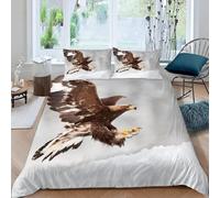 Housse de Couette 220x240 Aigle Royal Imprimée 3D Oiseaux de Proie Parure de Lit 2 Personnes Doux Microfibre Literie avec 2 Taies D'oreillers 65x65 cm avec Fermeture Éclair n-449
