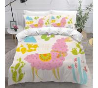 Housse De Couette 220x240 Alpaga 2 Personnes Adulte Hommes Parure De Lit 3 pièces Kawaii Rose Hypoallergique Microfibre avec Fermeture Éclair avec Taie d'oreiller 50X75