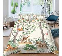 Housse de Couette 220x240 Animaux De La Forêt Parure de Lit 220x240 Adulte 2 Personnes Garcon et Fille 3D Imprimé Aquarelle Microfibre Literie avec Fermeture Éclair et 2 Taies d'oreiller 50x75