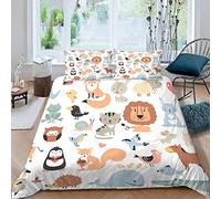 Housse de Couette 220x240 Animaux Sauvages Parure de Lit 2 Personnes Adulte Impression 3D Motif Dessin Animé pour Enfants Ultra Doux Microfibre Literie avec Fermeture Éclair et 2 Taies d'oreiller