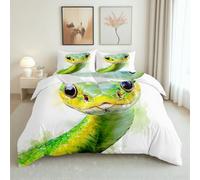 Housse de Couette 220x240 Aquarelle Serpent Parure de Lit Douce et Respirante Illustration Animaux Sauvages Housse de Couette avec Fermeture Éclair,2 Taies d'oreiller Réaliste Animal de la Forêt