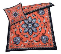 Housse de Couette 220x240 Bandana Orange Bandana Paisley - Parure de Lit 2 Personne avec Fermeture éclair - Sets de Housses de Couettes Imprimée en Microfibre Douce avec 2 Taie d'oreiller 65x65