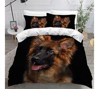 Housse de Couette 220x240 Berger Allemand Parure de Lit 2 Personnes Adultes Imprimé en 3D Chiot De Compagnie Microfibre Ensemble de Literie avec Fermeture Éclair et 2 Taies d'oreiller 50x75