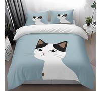 Housse De Couette 220X240 Bleu Noir Imprimé Microfibre Brossée Douce Housse De Couette - Fermeture Éclair, avec 3 Taie d'oreiller