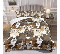 Housse de Couette 220x240 Carlin, Parure de Lit Chien De Dessin Animé, Microfibre 3 Pièces, 3D Imprimée Parures de Lit avec Fermeture éclair, Housses de Couettes et 2 Taies d'oreiller 65x65 cm