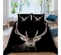 Housse de Couette 220x240 Cerf Rouge Parure de Lit 220x240 Adulte 2 Personnes Garcon et Fille 3D Imprimé Animaux Sauvages Microfibre Literie avec Fermeture Éclair et 2 Taies d'oreiller 50x75