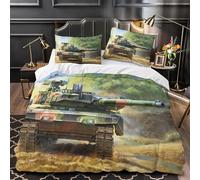 Housse de Couette 220x240 Char d'assaut Parure de Lit Guerre dans la Jungle 3D Douce Respirante Microfibre Housse Couette 2 Personne avec Fermeture Éclair et 2 Taies d'oreiller l.1306