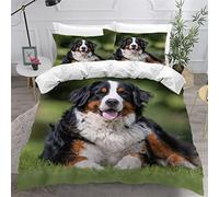 Housse de Couette 220x240 Chiot Bouvier Bernois Parure de Lit 2 Personnes Adultes Imprimé en 3D Mignon Animal De Compagnie Microfibre Ensemble de Literie avec Fermeture Éclair et 2 Taies d'oreiller
