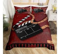 Housse de Couette 220x240 Cinéma Rétro, Parure de Lit 2 Personnes Film, Douce Microfibre 3D Imprimée Housses Couettes avec 2 Taies d'oreiller avec Fermeture éclair 153V