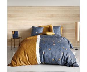 Housse de Couette 220x240 cm + 2 taies d'oreiller 63x63 cm Coton Bel Or - Parure de lit 3 pièces 100% Coton 240x220 (LargeurXLongeur)