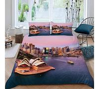 Housse De Couette 220x240 cm Opéra Sydney, Architecture Moderne Parure de Lit 2 Personnes Imprimée Microfibre l'hiver Enfants Garçons Filles Adultes Housses de Couettes et 2 Taies d'oreiller 65x65 cm