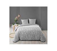 Douceur d'Intérieur Parure de lit 3 pièces Flavie 240 x 220 cm 100% coton Gris