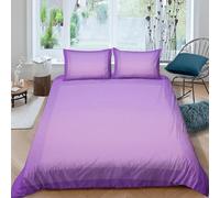 Housse de Couette 220x240 cm Violet Pur Parure de Lit Minimalisme Moderne 2 Personnes Housse Couette Imprimée 3D Microfibre Douce avec Fermeture Éclair et 2 Taies d'oreiller A/359