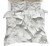 Housse de Couette 220x240 Fissures des Murs Parure de Lit 220x240 Art Abstrait Housse Couette 2 Personnes Imprimée en Microfibre avec Fermeture Éclair et 2 Taies d'oreiller D1799