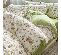 Housse de Couette 220x240 Fleurs Vertes Parure de lit 220x240 Adulte,Linge de lit et oreillers,Microfibre Parure de lit, avec Fermeture Éclair